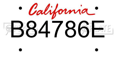 B84786E California License Plate