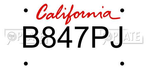B847PJ California License Plate