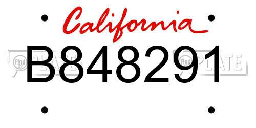 B848291 California License Plate