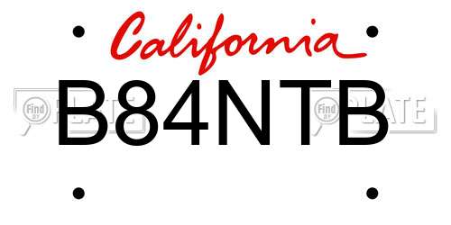 B84NTB California License Plate