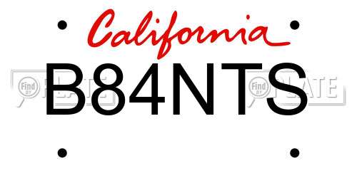 B84NTS California License Plate