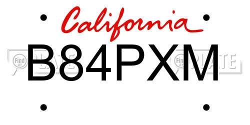 B84PXM California License Plate