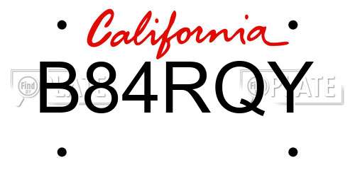 B84RQY California License Plate