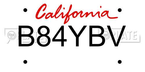 B84YBV California License Plate