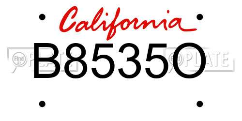 B8535O California License Plate