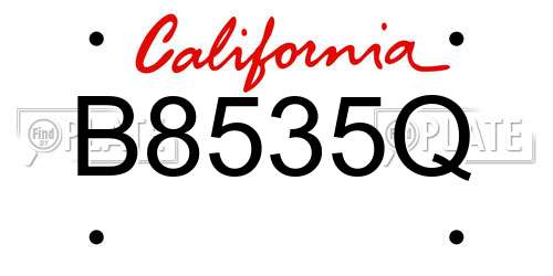 B8535Q California License Plate