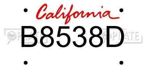 B8538D California License Plate