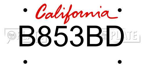 B853BD California License Plate