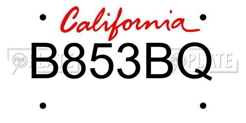 B853BQ California License Plate