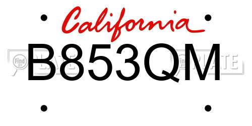 B853QM California License Plate