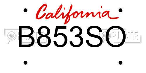 B853SO California License Plate