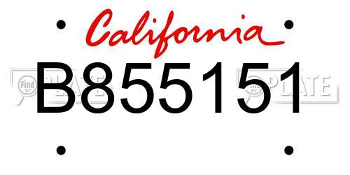 B855151 California License Plate