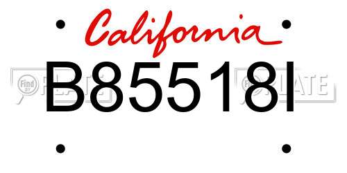 B85518I California License Plate