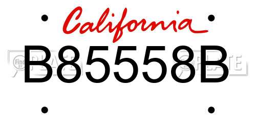 B85558B California License Plate