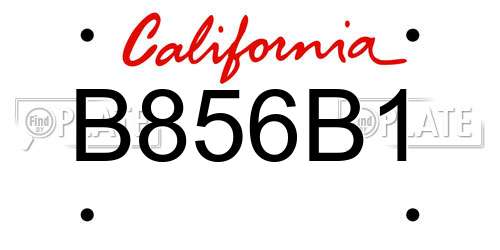 B856B1 California License Plate