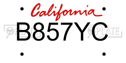 B857YC California License Plate