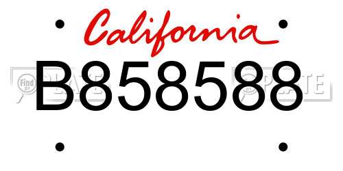 B858588 California License Plate