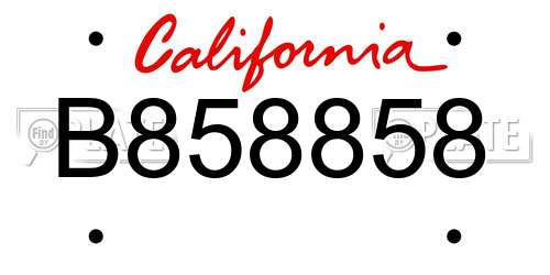B858858 California License Plate