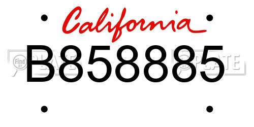 B858885 California License Plate