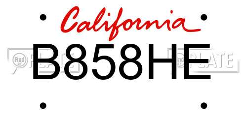 B858HE California License Plate
