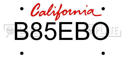 B85EBO California License Plate