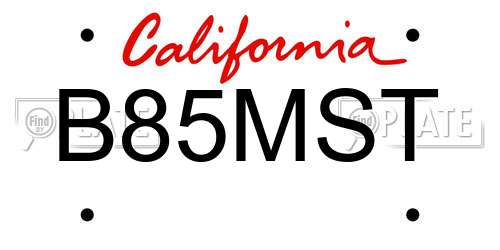 B85MST California License Plate