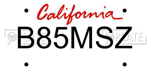 B85MSZ California License Plate