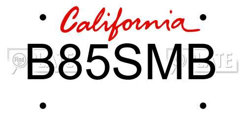 B85SMB California License Plate