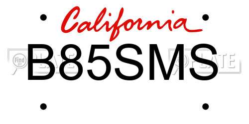 B85SMS California License Plate