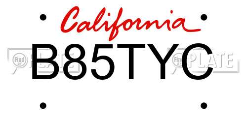 B85TYC California License Plate