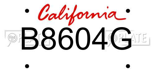 B8604G California License Plate