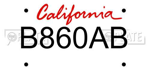 B860AB California License Plate