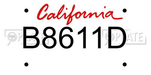 B8611D California License Plate