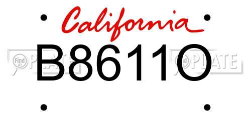 B8611O California License Plate