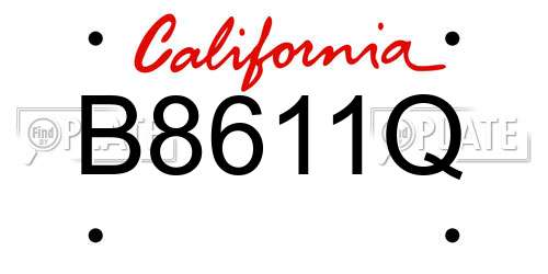 B8611Q California License Plate