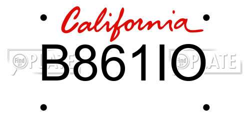 B861IO California License Plate
