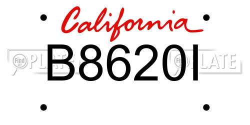 B8620I California License Plate
