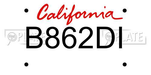 B862DI California License Plate