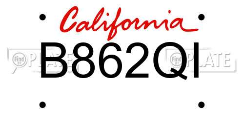 B862QI California License Plate