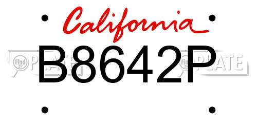 B8642P California License Plate