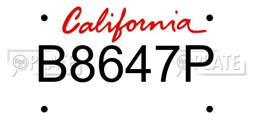 B8647P California License Plate