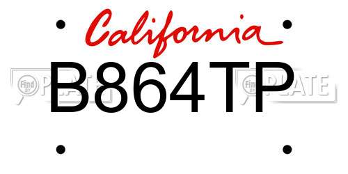B864TP California License Plate