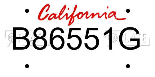 B86551G California License Plate