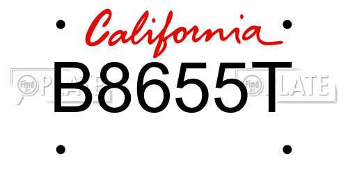 B8655T California License Plate