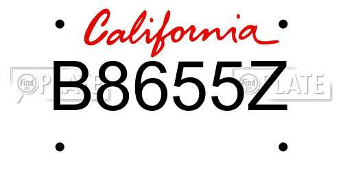 B8655Z California License Plate