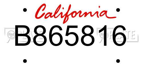 B865816 California License Plate