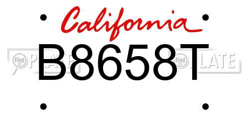 B8658T California License Plate