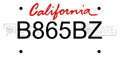 B865BZ California License Plate