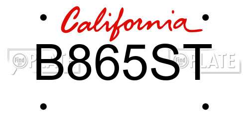 B865ST California License Plate