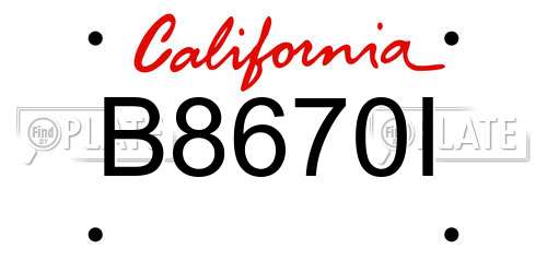 B8670I California License Plate